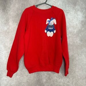 VTG 90's Hanes Activewear Sweatshirt Kids Medium 10/12 Patchwork Bunny Appliqué
